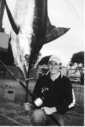 Travis Wyeth with one of the many striped marlin encountered off Bermagui this season.